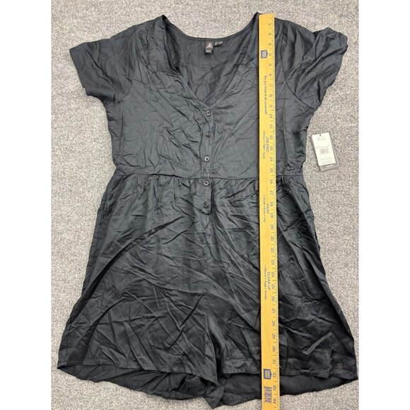 Volcom Happy Clouds Romper Women's Large Black Button Up Pockets NWT - Picture 6 of 10